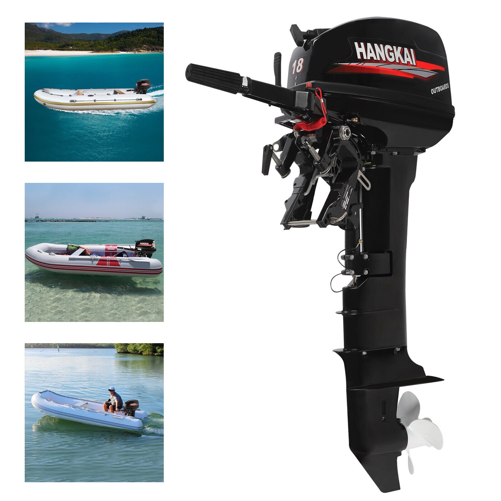 BIG SALE! 2-Stroke 18HP Outboard Motor Boat Engine Long Shaft for Fishing Boat 13.2KW 246cc Water Cooling System CDI Heavy Duty