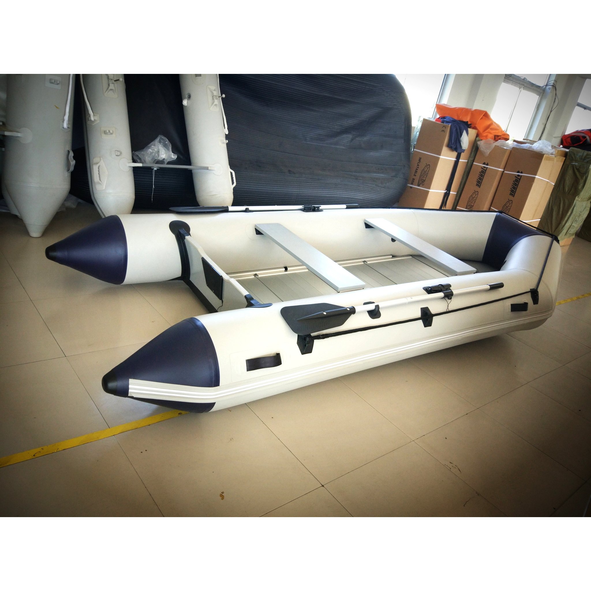 5m 6m 700 Ribbed PVC & Hypalon Inflatable Sport Boats with Air Floor for Fishing Outdoor Sports with Engine Combo Set Included