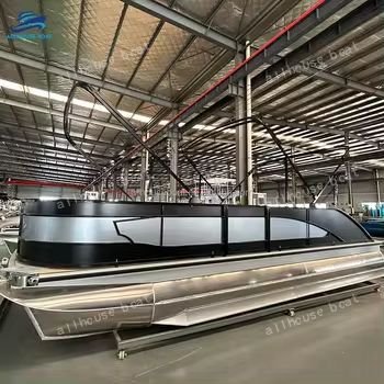 2025 New Design 19ft Double Fence Color Aluminium Pontoon Boat With Lunge and Trailer Fiberglass Fishing Boat