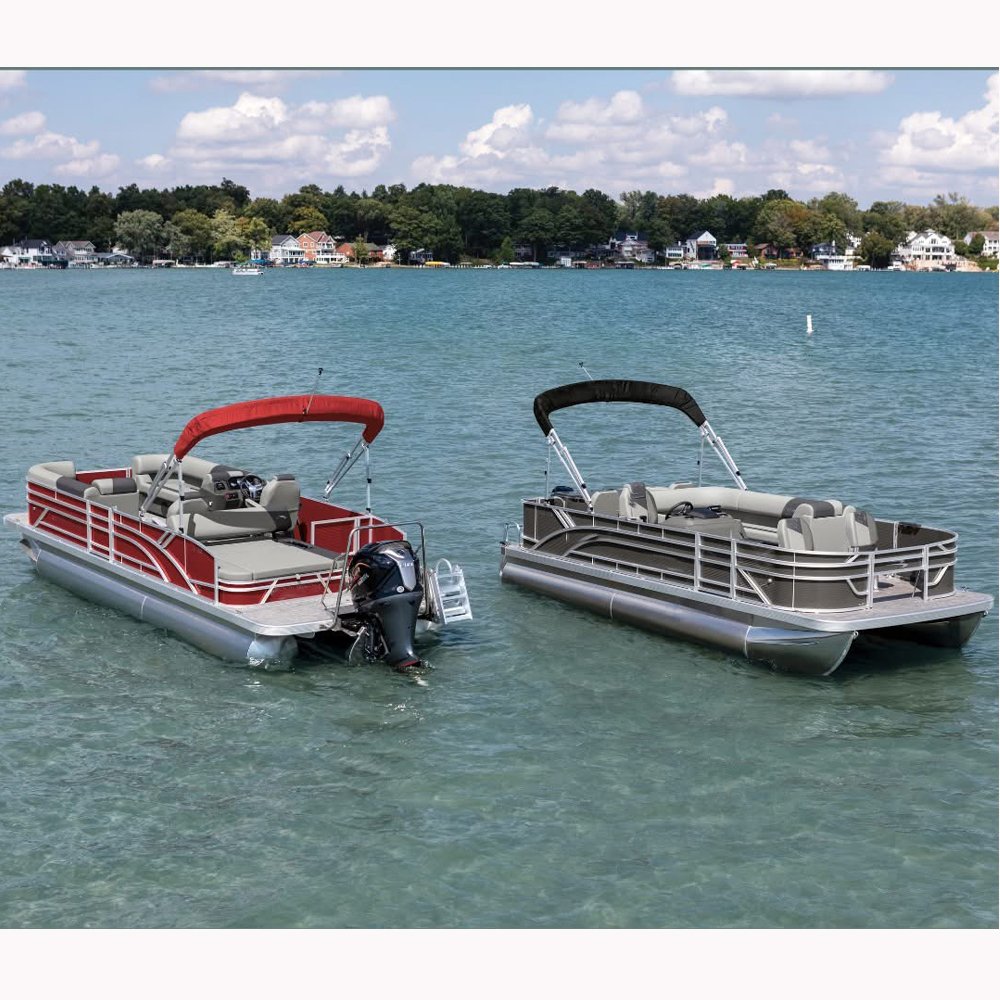 15-26ft Luxury Aluminum Yacht Catamaran Diving Pontoon Boat for Fishing Family Entertainment with Outboard Engine 19ft Length