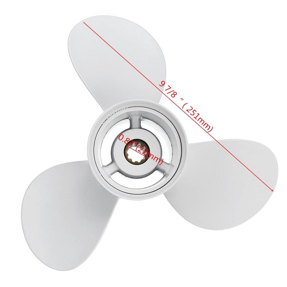 664-45952-00-EL 9 7/8 X 14 Aluminum Boat Outboard Propeller for 20-30HP White 10 Spline Tooth 3 Blades R Rotation
