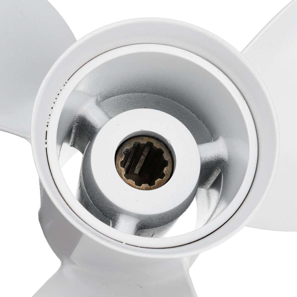 664-45952-00-EL 9 7/8 X 14 Aluminum Boat Outboard Propeller for 20-30HP White 10 Spline Tooth 3 Blades R Rotation