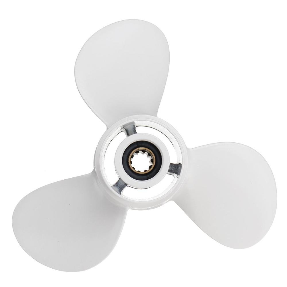 664-45952-00-EL 9 7/8 X 14 Aluminum Boat Outboard Propeller for 20-30HP White 10 Spline Tooth 3 Blades R Rotation