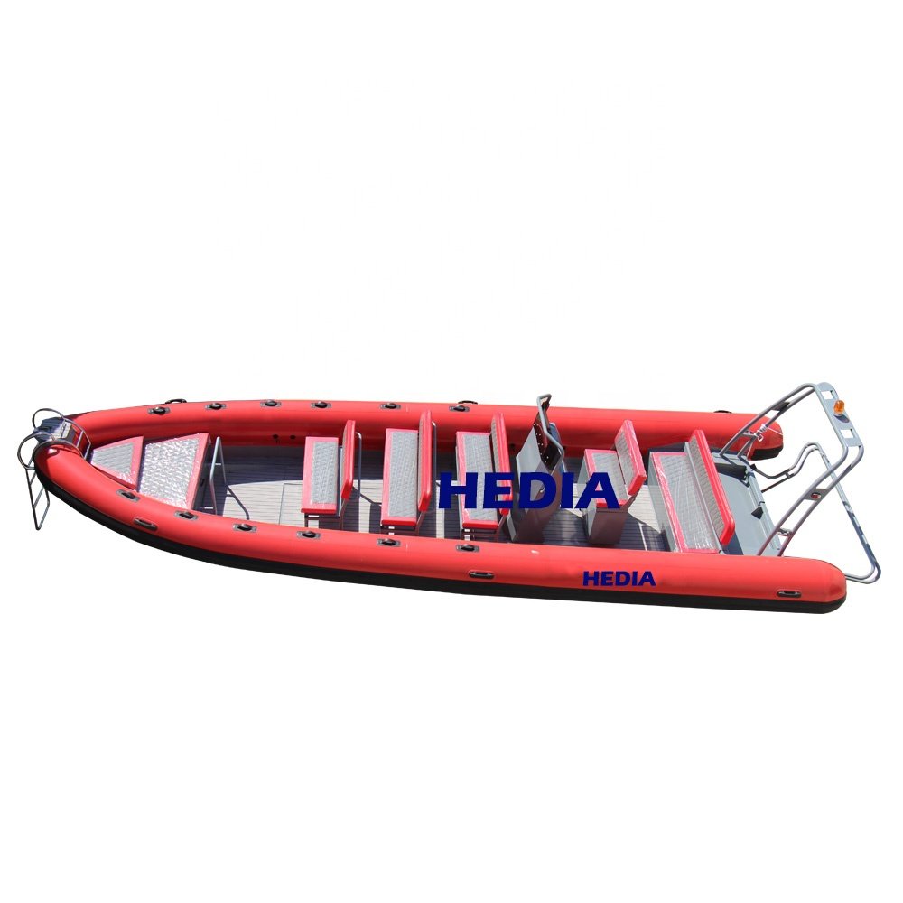 27 ft Hedia Aluminum Double Floor Semi-Rigid Inflatable Boat RIB800 Patrol Ship Fishing Rowing Outboard Engine Included Combo