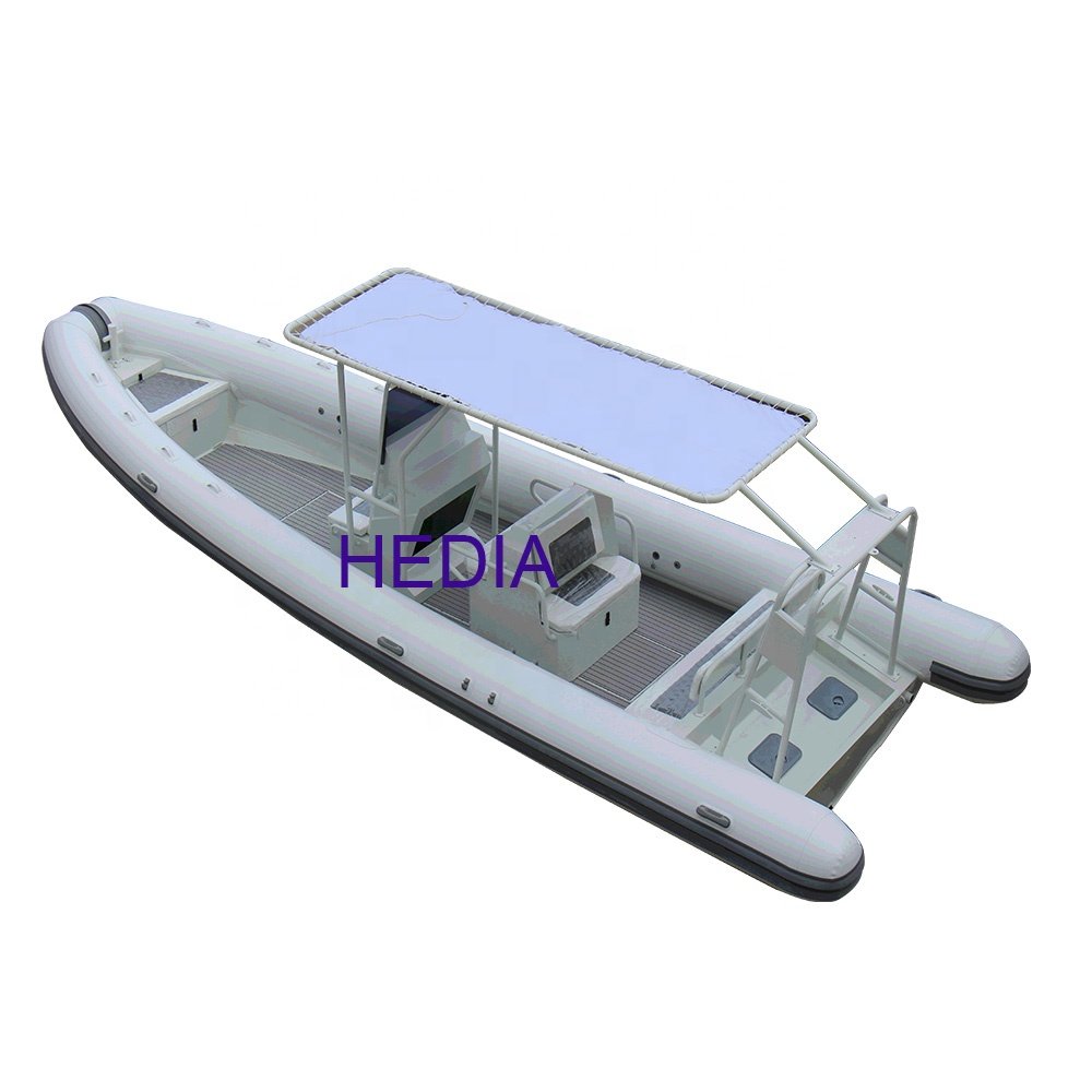 27 ft Hedia Aluminum Double Floor Semi-Rigid Inflatable Boat RIB800 Patrol Ship Fishing Rowing Outboard Engine Included Combo