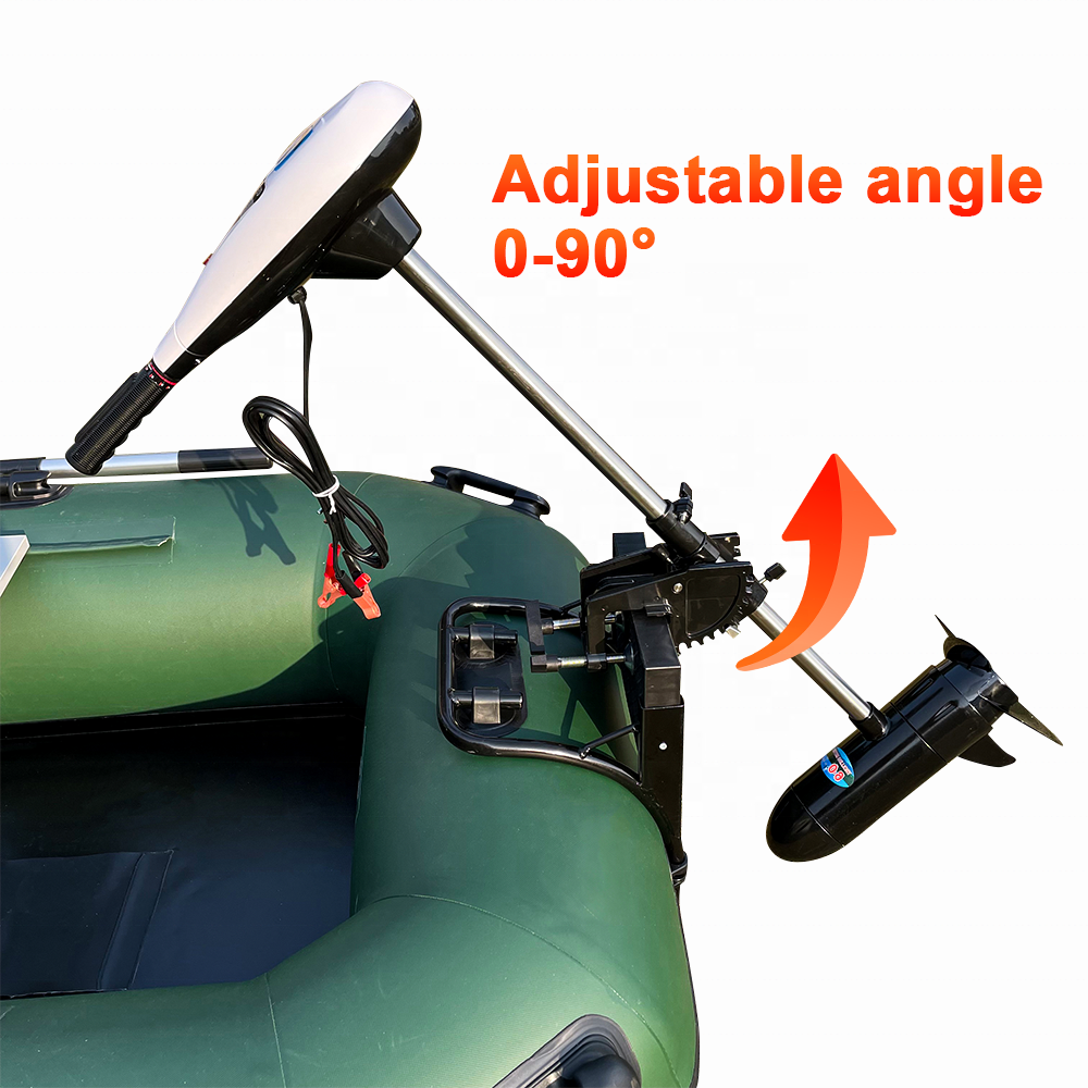 60lb 12V Electric Outboard Brush Motor Trolling Fishing Boat Engine Transom Mounted Three Blades of Propeller