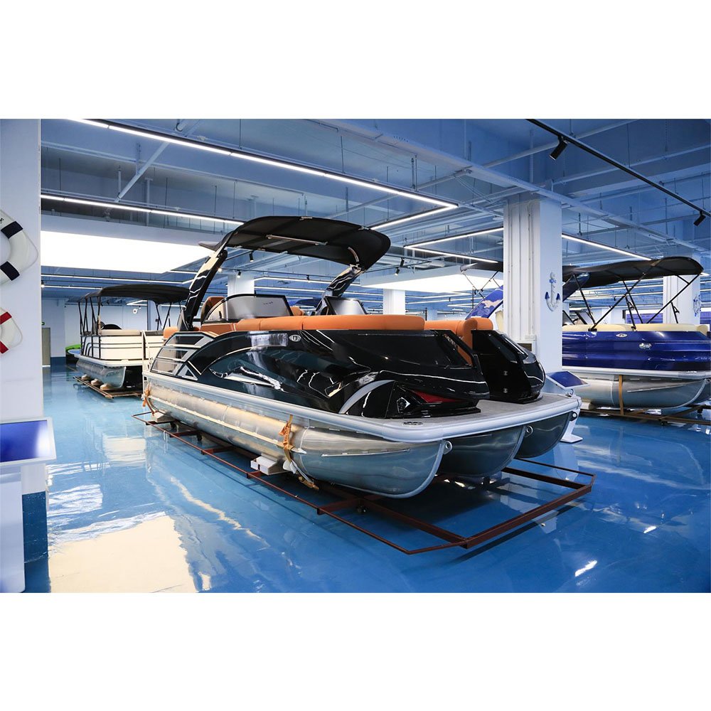 Aluminum Tritoon Pontoon Party Barge Pontoon Boat Aluminum Pontoon With Cabin Engine Motor and Trailer