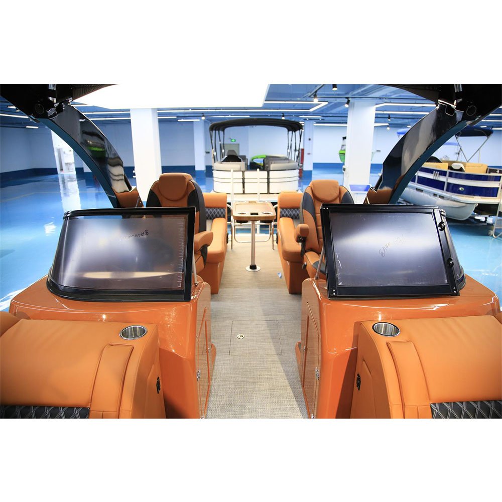 Aluminum Tritoon Pontoon Party Barge Pontoon Boat Aluminum Pontoon With Cabin Engine Motor and Trailer