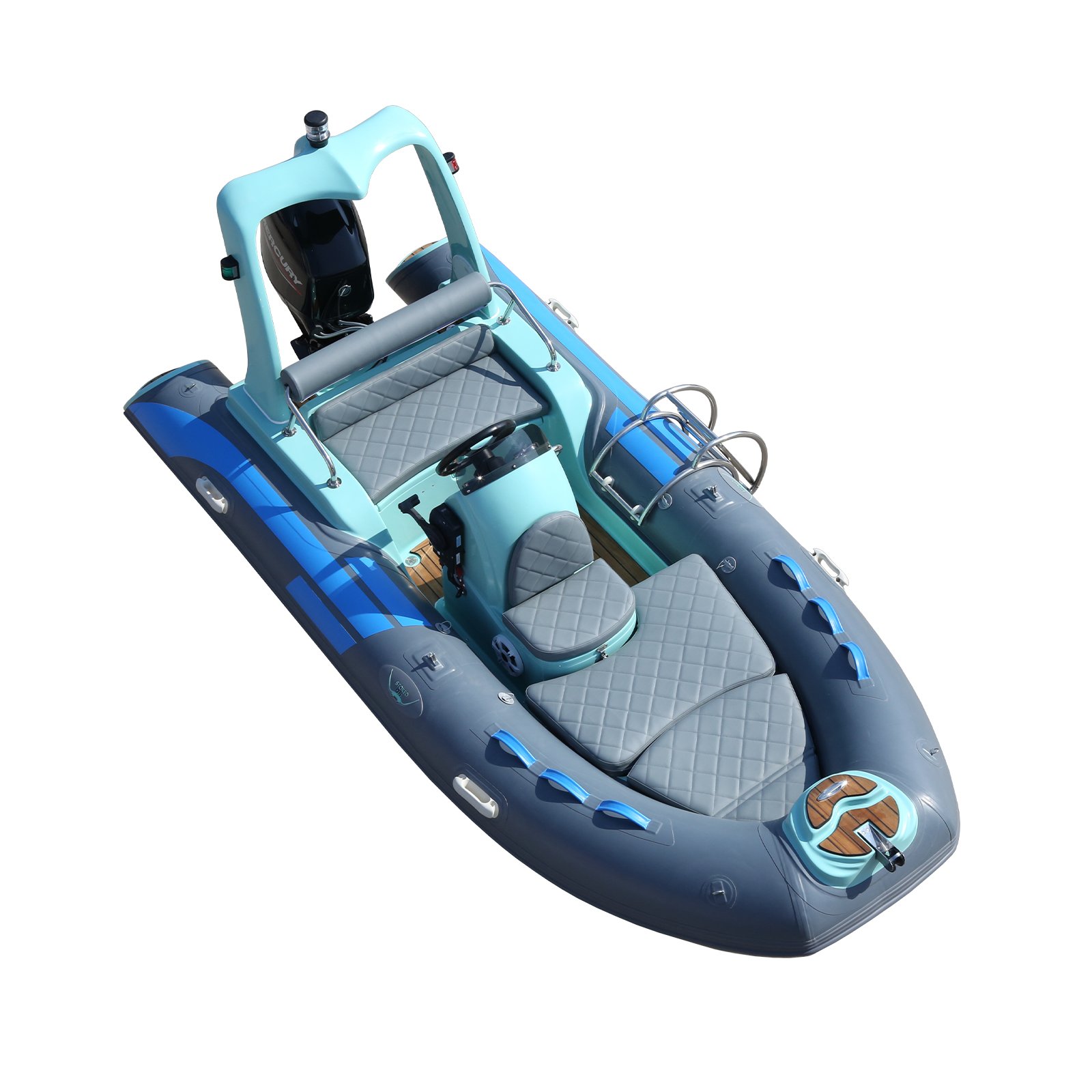 3.9m 13ft Inflatable Rib Rowing Boat Sport Rescue Boat for Fishing Lake Outdoor Usage Outboard Engine Included