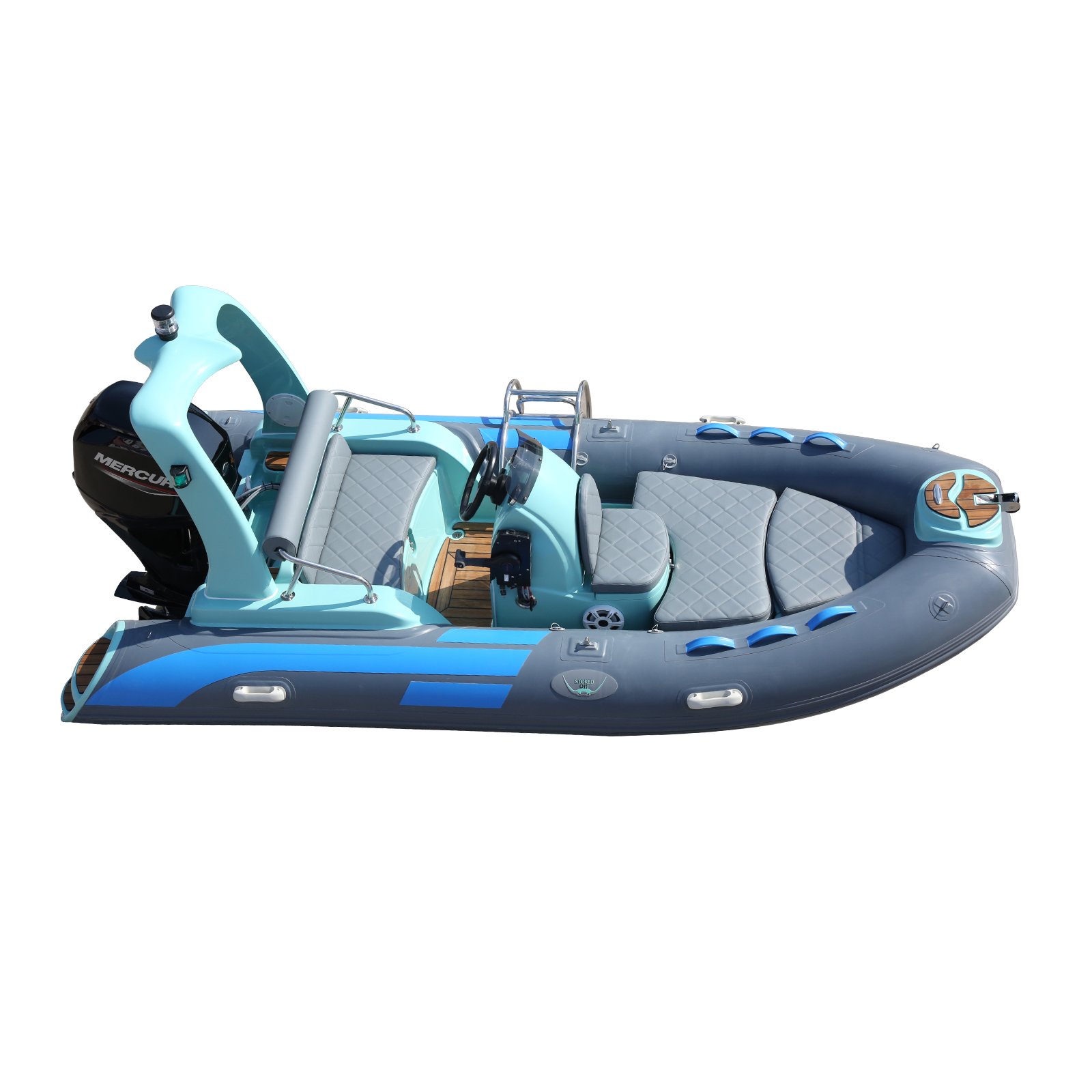 3.9m 13ft Inflatable Rib Rowing Boat Sport Rescue Boat for Fishing Lake Outdoor Usage Outboard Engine Included