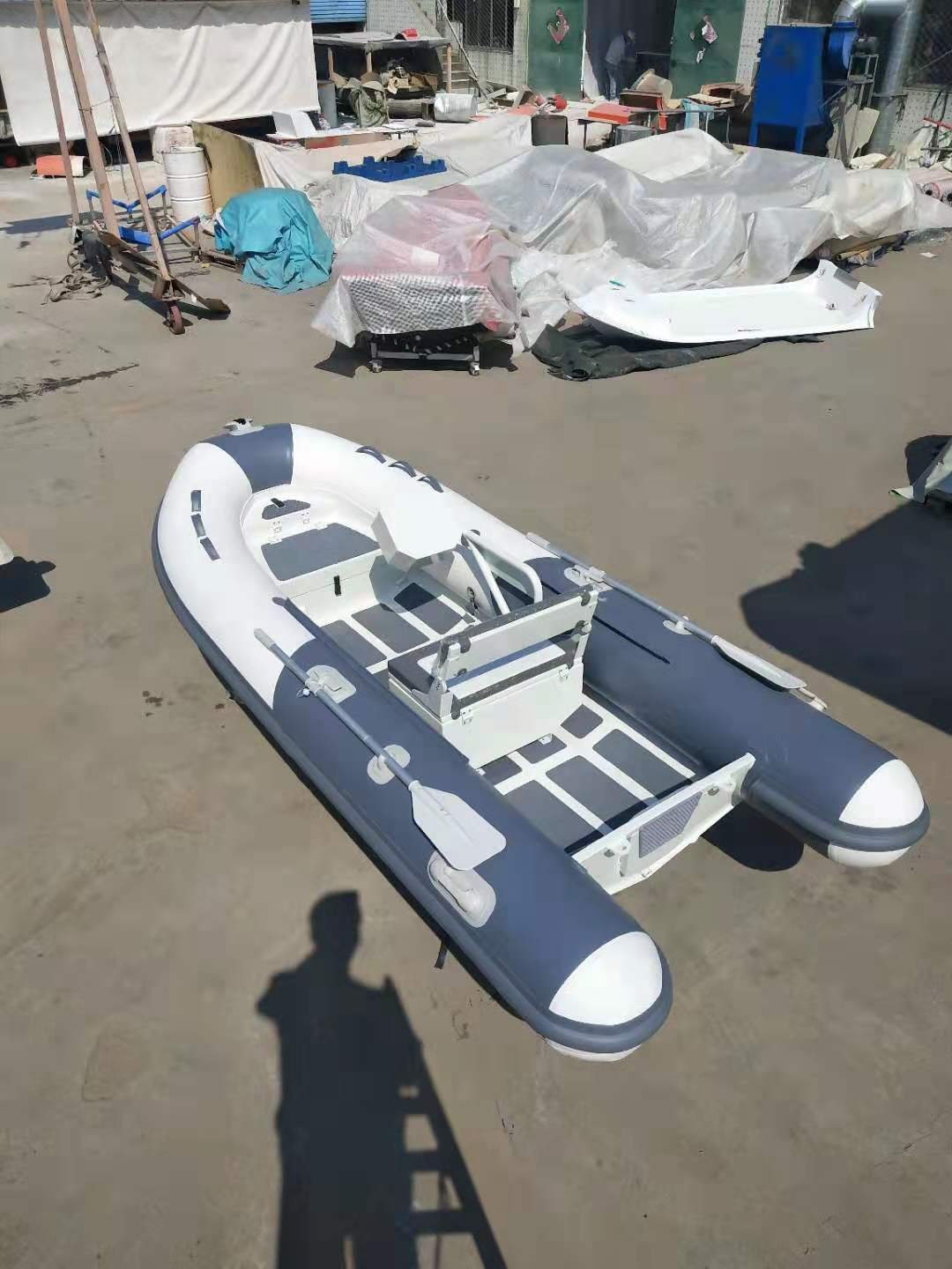 Orca Hypalon/PVC Inflatable Sport Yacht RHIB380 Rowing Rigid Double Deep V Aluminum RIB Hull with Outboard Engine
