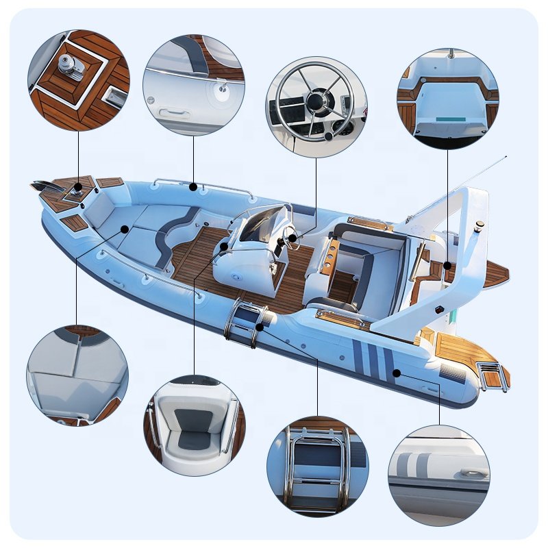 New Arrival CE 7m 23.3ft Luxury RIB Hypalon Inflatable Fishing Rowing Boat with 200HP Engine Rib Boat Inflatable for Ocear Water