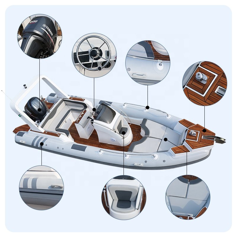 New Arrival CE 7m 23.3ft Luxury RIB Hypalon Inflatable Fishing Rowing Boat with 200HP Engine Rib Boat Inflatable for Ocear Water