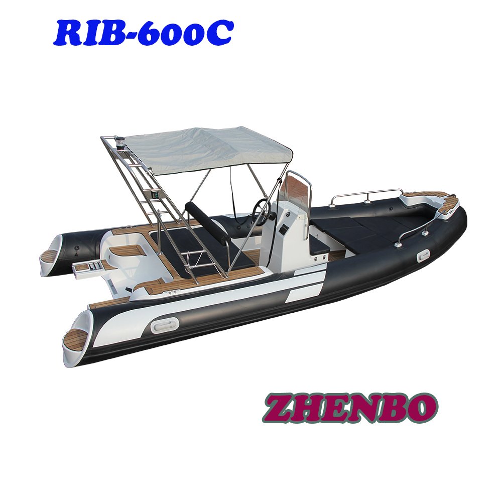 6m Inflatable Boat Rib Rib Hypalon Inflatable Boat RIB-600 with Trailer and Outboard Engine