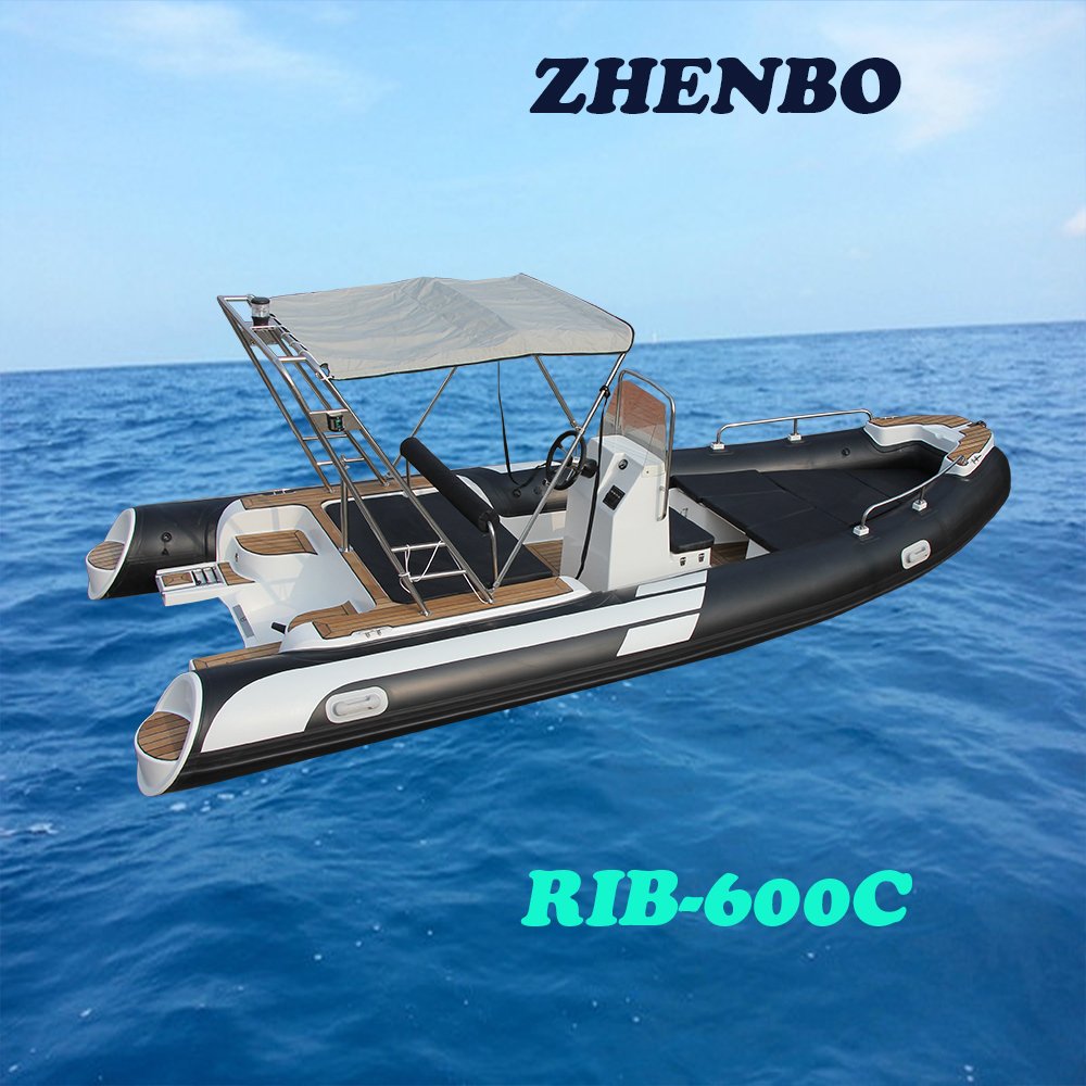 6m Inflatable Boat Rib Rib Hypalon Inflatable Boat RIB-600 with Trailer and Outboard Engine