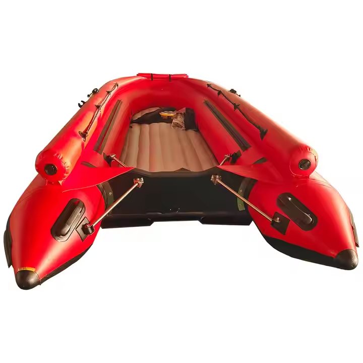 Heavy-Duty PVC Inflatable Boat with Aluminum Rafting Water Safety Rubber Boat with Outboard Engine and Paddles