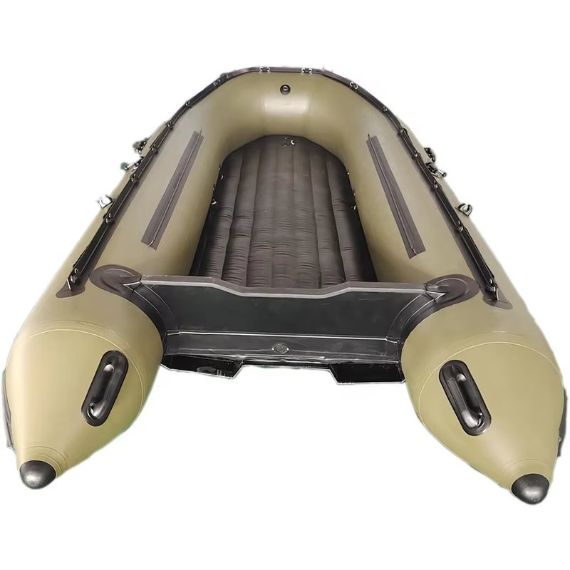 Heavy-Duty PVC Inflatable Boat with Aluminum Rafting Water Safety Rubber Boat with Outboard Engine and Paddles