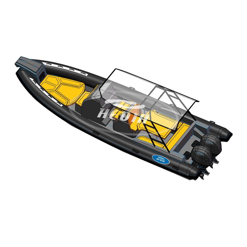 Hot Sale Luxury Rib Boat 860 Orca Hypalon Semi Rigid Aluminum Hull Inflatable Boat with Outboard Engine for Ocear Water