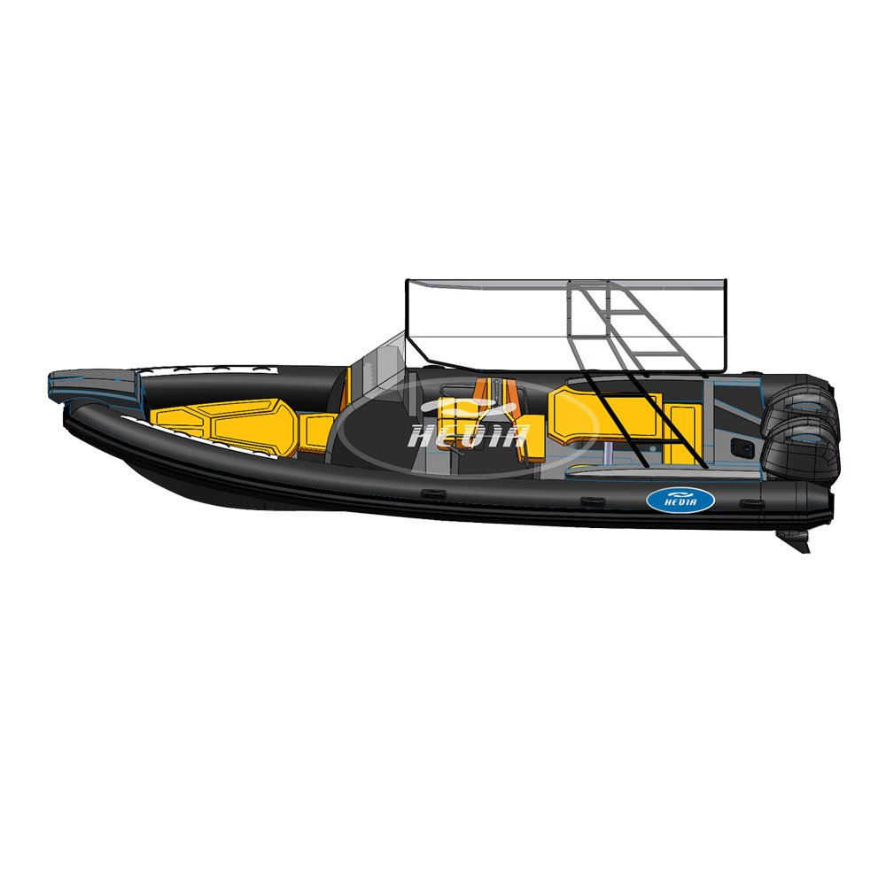 Hot Sale Luxury Rib Boat 860 Orca Hypalon Semi Rigid Aluminum Hull Inflatable Boat with Outboard Engine for Ocear Water