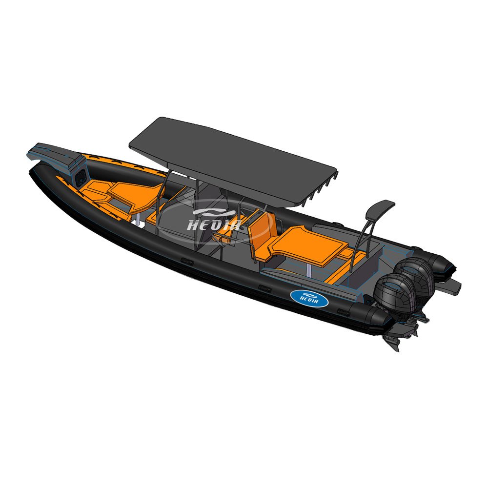 Hot Sale Luxury Rib Boat 860 Orca Hypalon Semi Rigid Aluminum Hull Inflatable Boat with Outboard Engine for Ocear Water