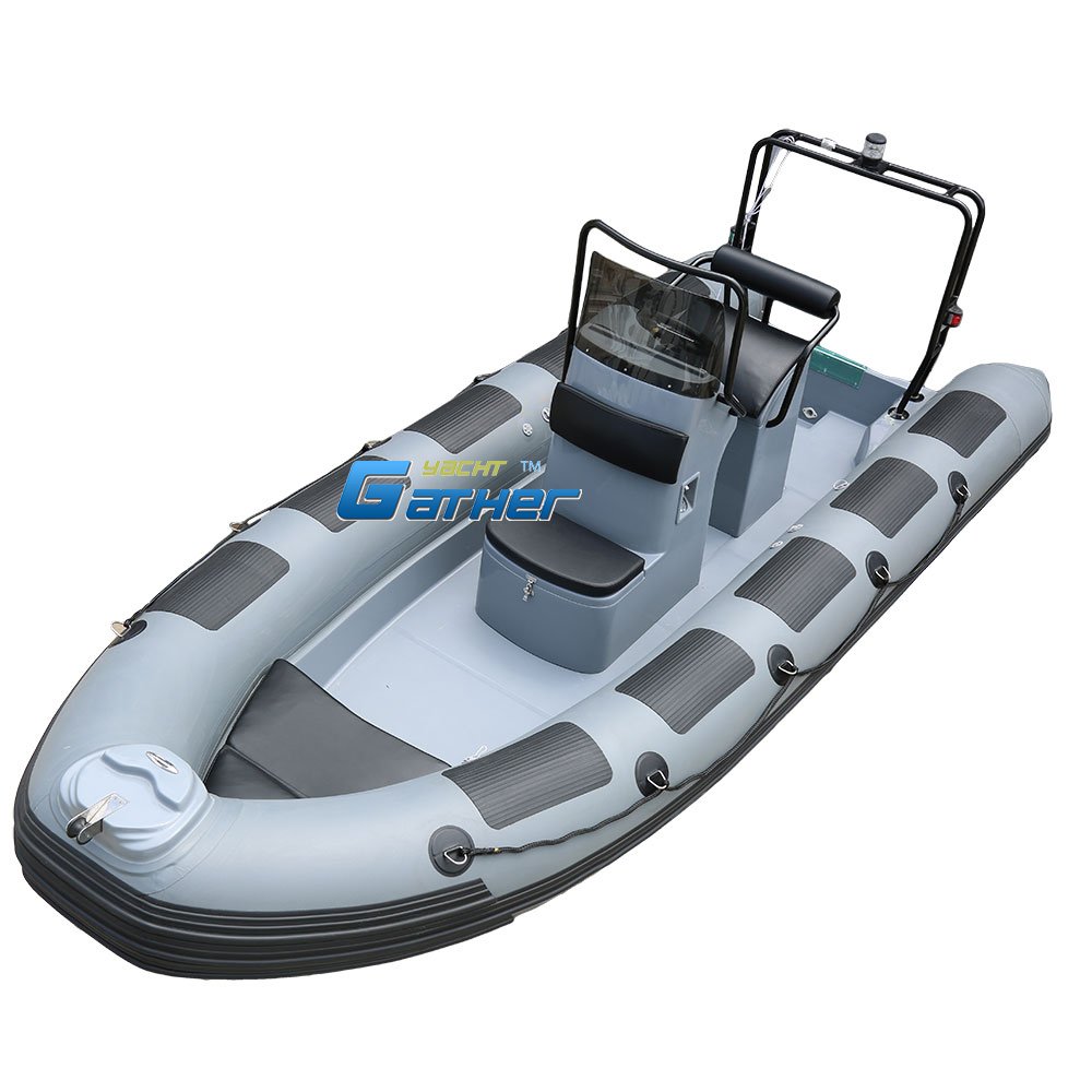 RIB520AN New Model 17ft Orca/Hypalon/PVC Semi Deep-v Fiberglass Boat Inflatable Zodiac Speed Boat with Engine RIB520AN for Sale