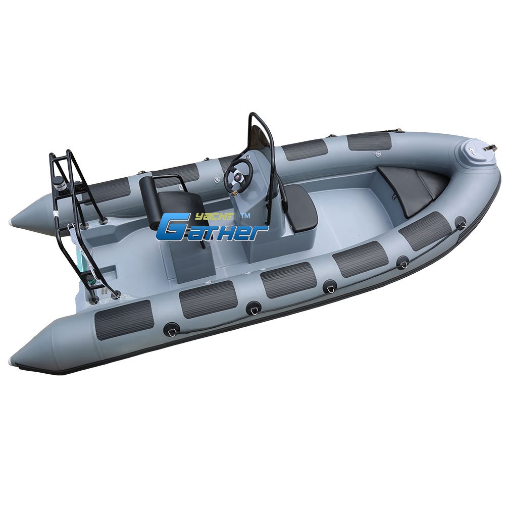 RIB520AN New Model 17ft Orca/Hypalon/PVC Semi Deep-v Fiberglass Boat Inflatable Zodiac Speed Boat with Engine RIB520AN for Sale