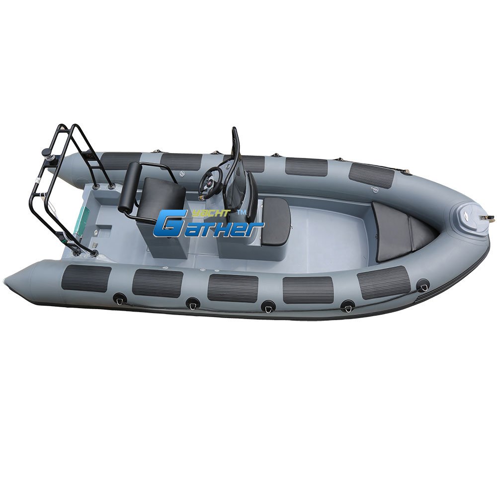 RIB520AN New Model 17ft Orca/Hypalon/PVC Semi Deep-v Fiberglass Boat Inflatable Zodiac Speed Boat with Engine RIB520AN for Sale