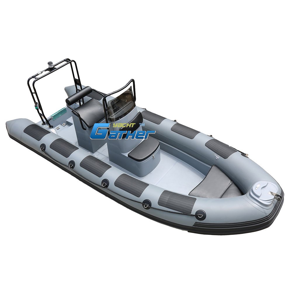 RIB520AN New Model 17ft Orca/Hypalon/PVC Semi Deep-v Fiberglass Boat Inflatable Zodiac Speed Boat with Engine RIB520AN for Sale