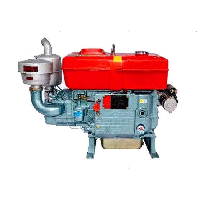 Agricultural Diesel Engine Water Cooling Diesel Engine Single-cylinder Hand Crank Electric Start Diesel Engine Red Silent Zh 8hp