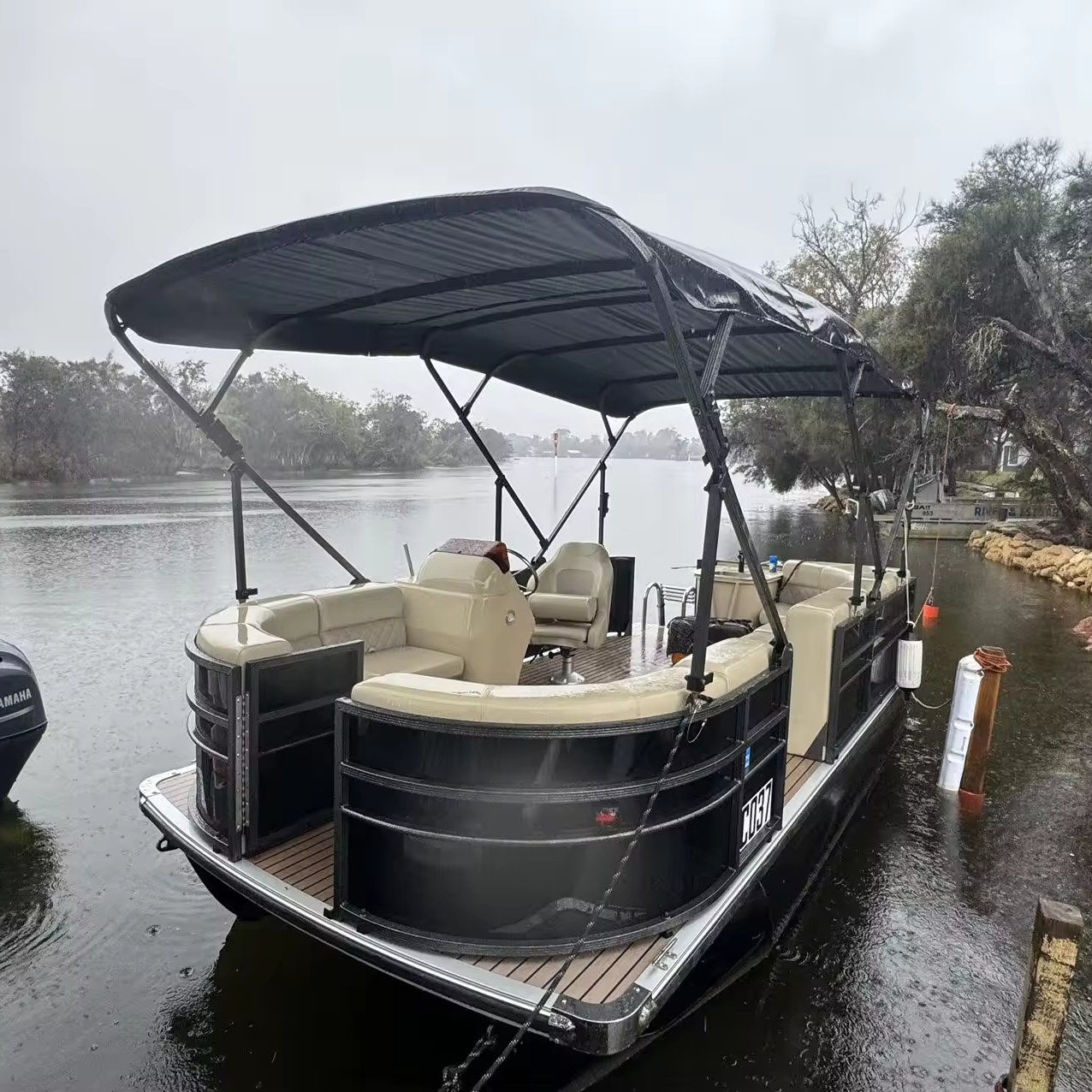 Durable 5.2m/17ft Quality Aluminum Inflatable Pontoon Boats Happy Water Time Fishing Lake Outdoor Activities Comes Outboard