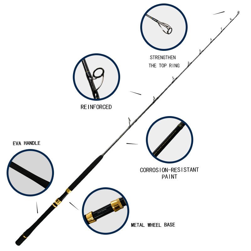 Wholesale Customization Boat Fishing Rod 1.98m Big Fish Fishing Rods Sea Engine Boat Rod