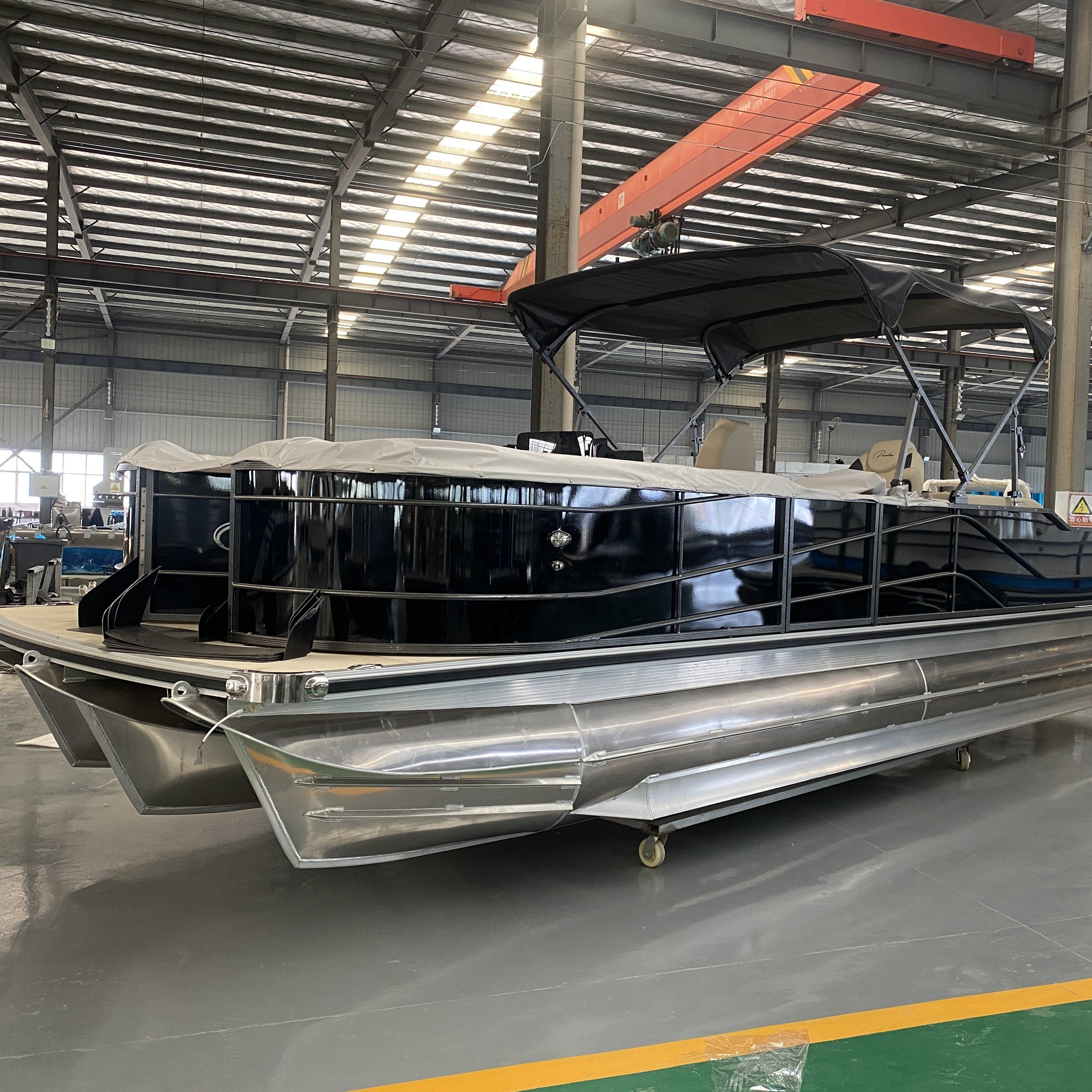 7.6m Aluminum Pontoon Boats 25ft Water Taxi for Passenger Party Wakeboard Outboard Engine for Fishing Sport Leisure