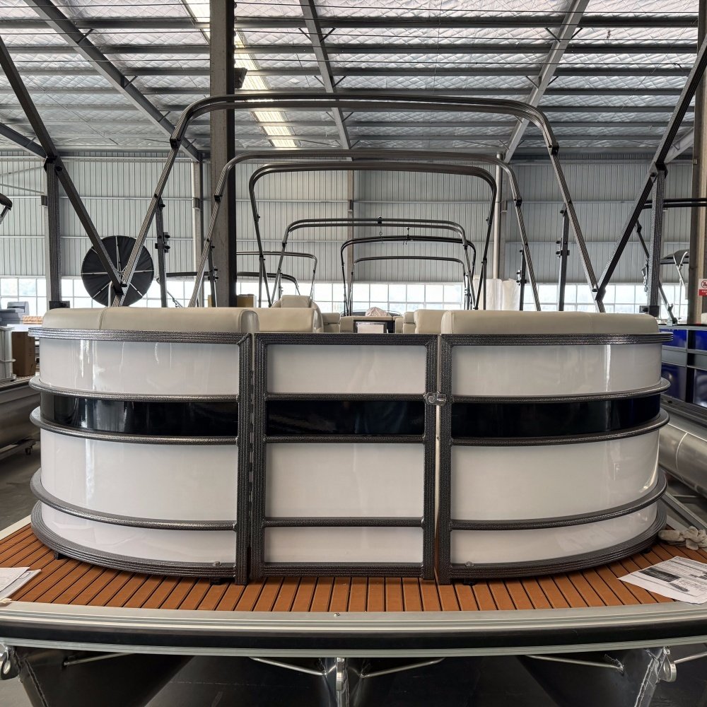 7.6m Aluminum Pontoon Boats 25ft Water Taxi for Passenger Party Wakeboard Outboard Engine for Fishing Sport Leisure
