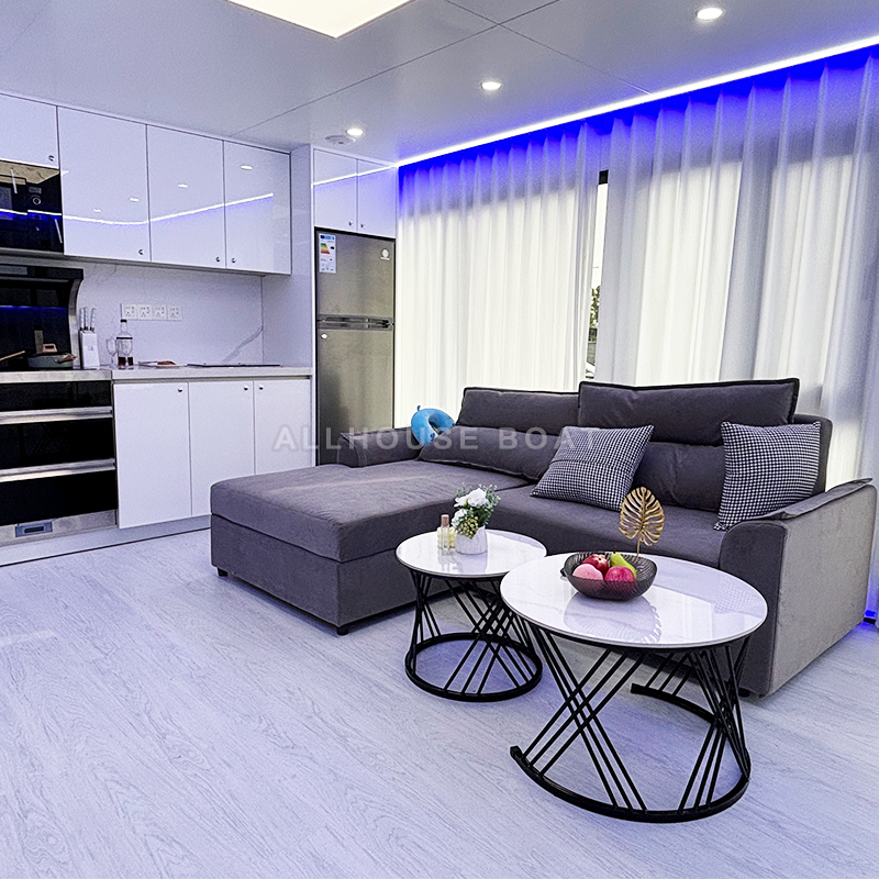 Modern Luxury Floating Home New Design Aluminum Pontoon House Boat Prefab Welded Aluminum Luxury Yacht with Outboard Engine