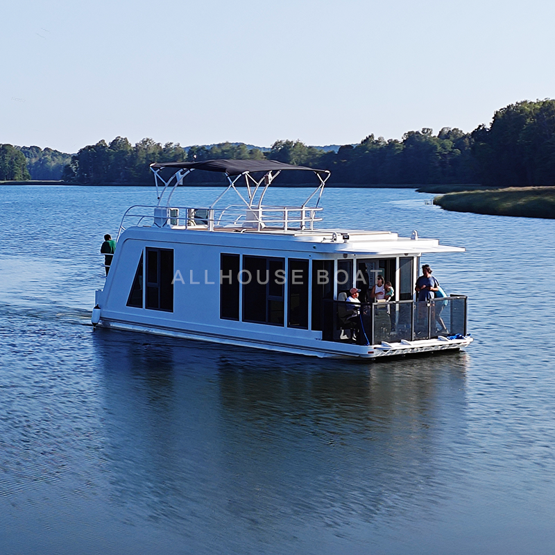 Modern Luxury Floating Home New Design Aluminum Pontoon House Boat Prefab Welded Aluminum Luxury Yacht with Outboard Engine