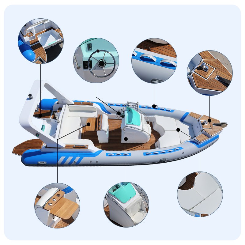 Haote CE Rib 480 Hypalon Rigid Inflatable Boat Luxury Speed Rib Boats Outboard Engine Fiberglass Hull Material Direct Sale China