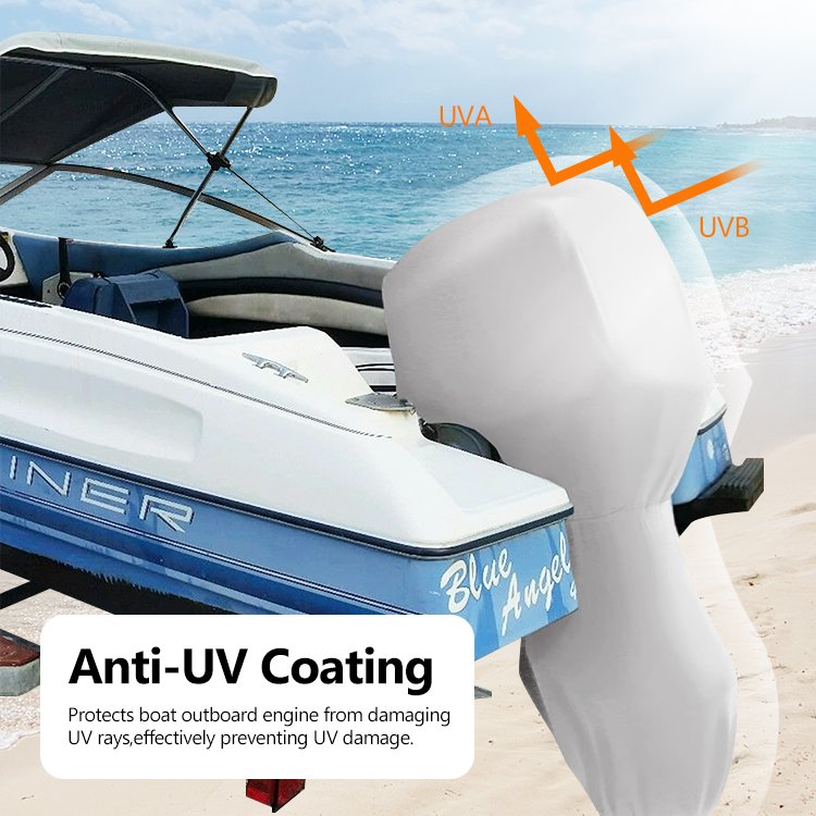 HOMFUL Heavy Duty Trailerable Full Outboard Boat Canvas Cover Marine Motor Engine Cover