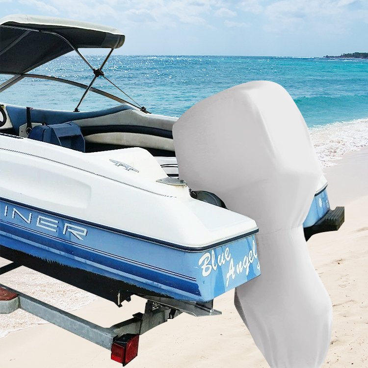 HOMFUL Heavy Duty Trailerable Full Outboard Boat Canvas Cover Marine Motor Engine Cover