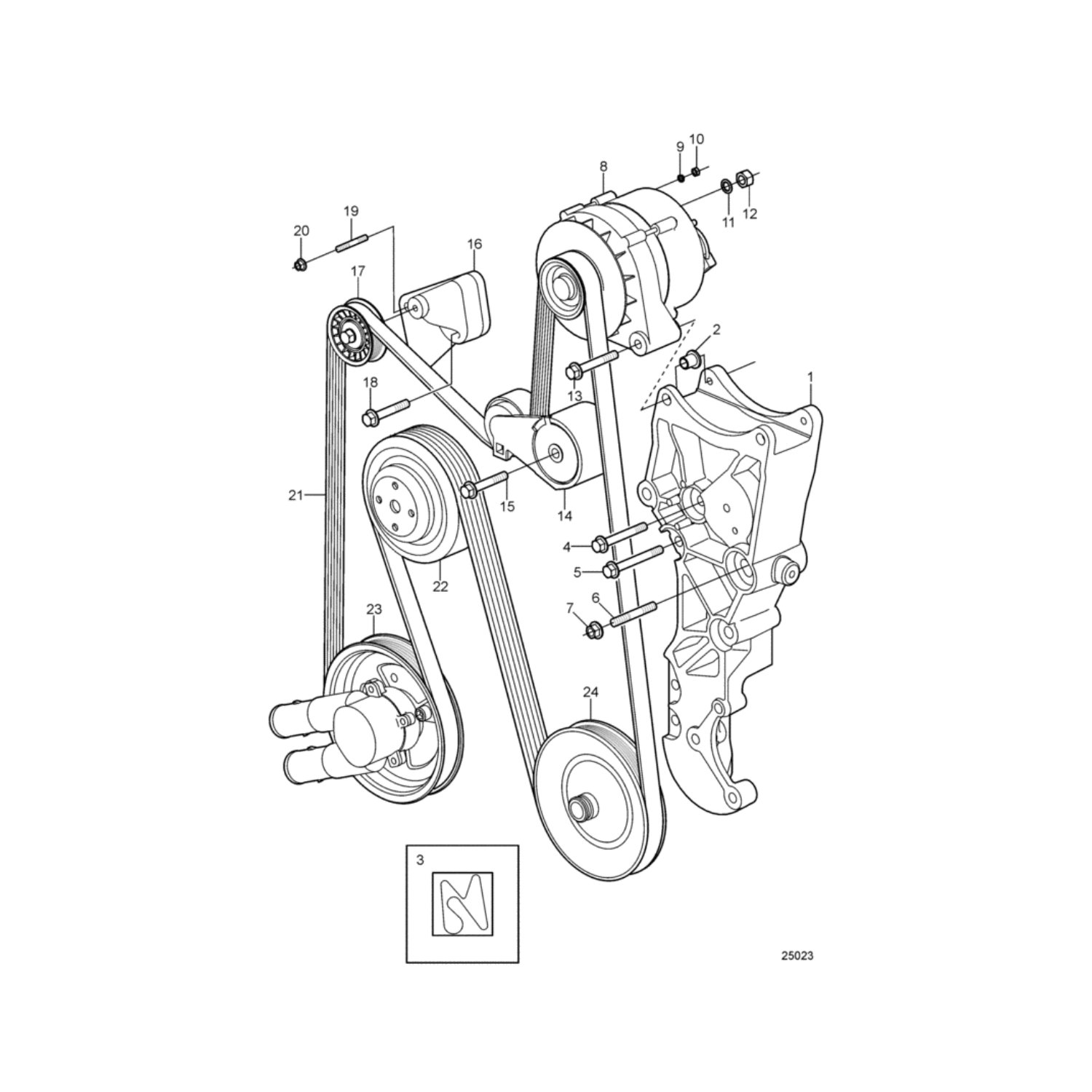 Serpentine Alternator Water Pump Belt 3860086 for Volvo Penta 4.3 5.0 5.7 L Engines by Sea Sierra Manufacturer