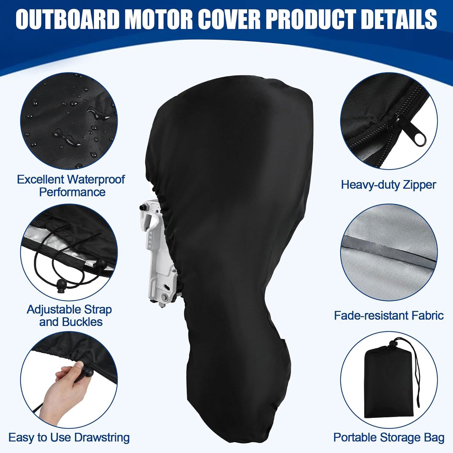 Customized Heavy Duty 600D 800D Full Size Boat Outboard Engine Covers Motor Cover Boat Covers