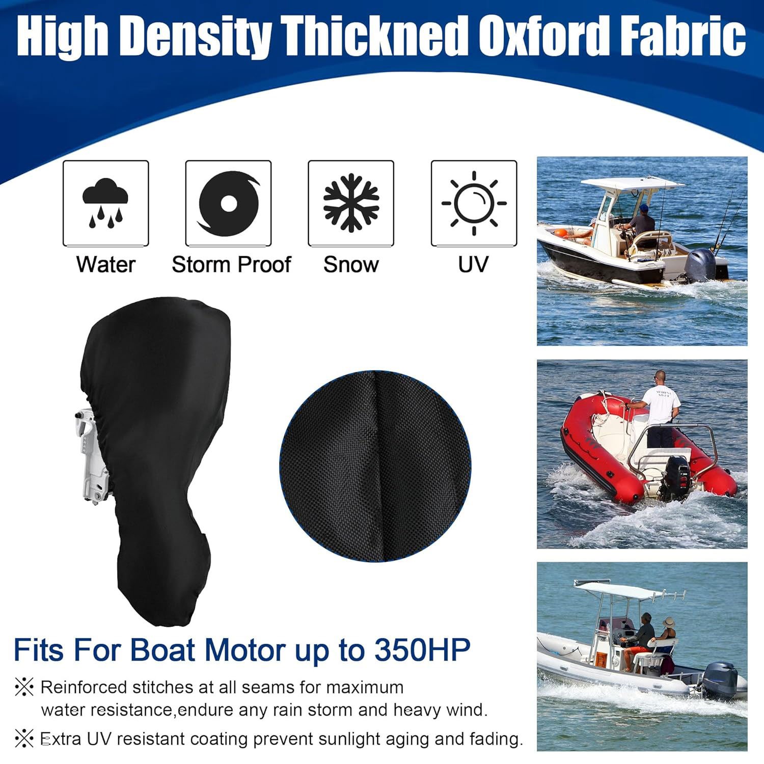 Customized Heavy Duty 600D 800D Full Size Boat Outboard Engine Covers Motor Cover Boat Covers