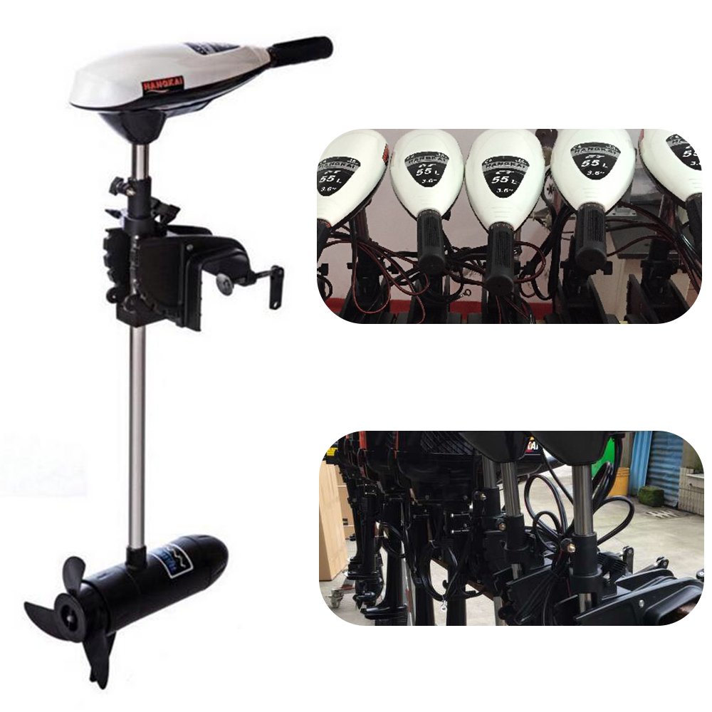 45Lbs DC 12V Trolling Electric Motor 552W Outboard Engine White Boat Motor for Salt Water