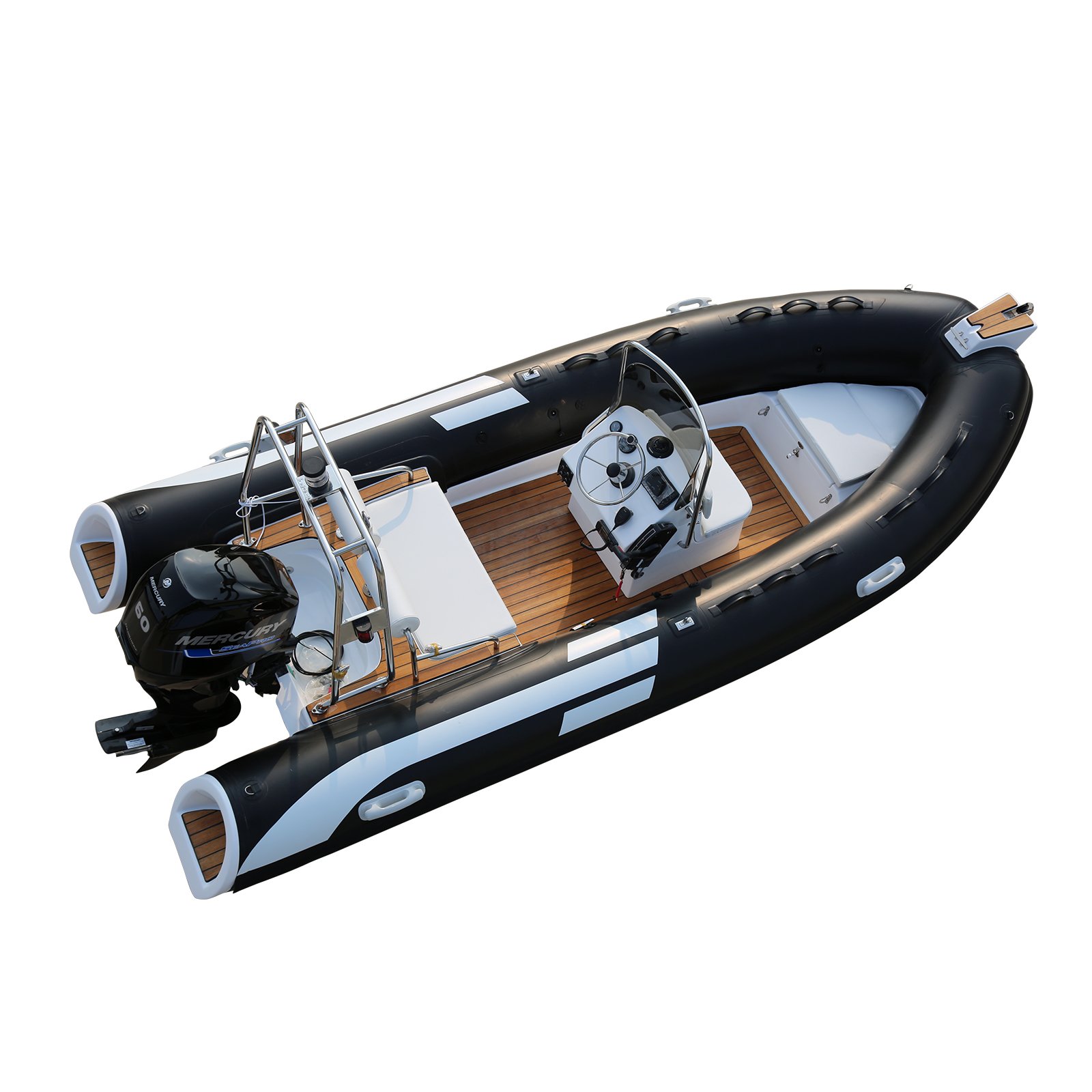 Double Hull Inflatable Fishing Rowing Boat with Outboard Engine PVC Hypalon and Fiberglass Hull for Yacht Dealers Sale