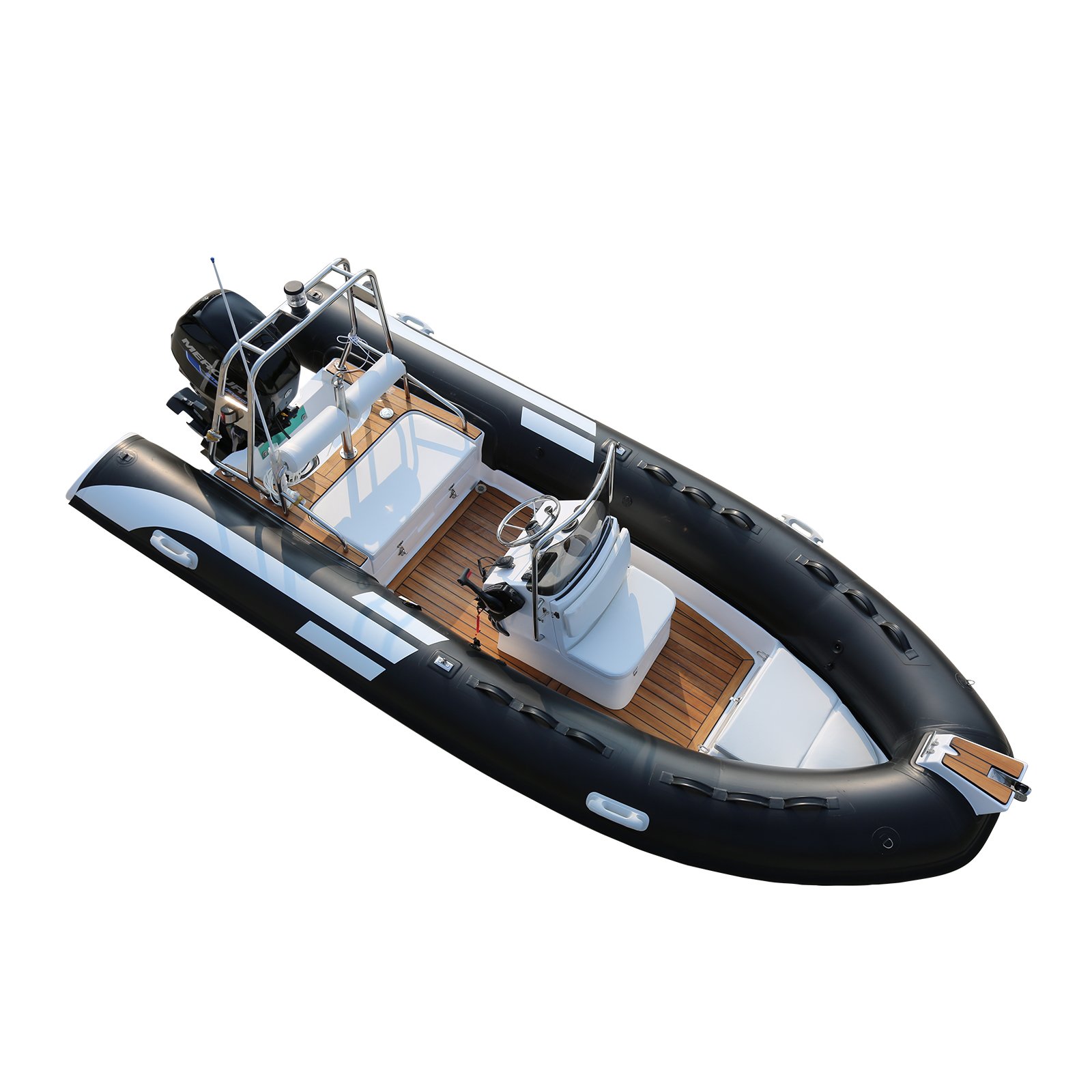 Double Hull Inflatable Fishing Rowing Boat with Outboard Engine PVC Hypalon and Fiberglass Hull for Yacht Dealers Sale