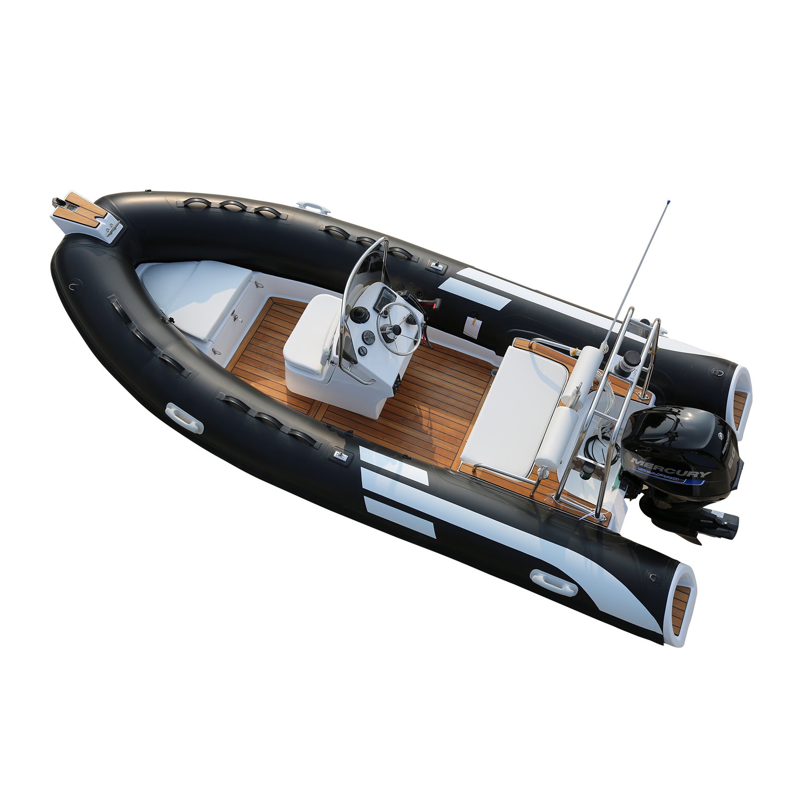 Double Hull Inflatable Fishing Rowing Boat with Outboard Engine PVC Hypalon and Fiberglass Hull for Yacht Dealers Sale