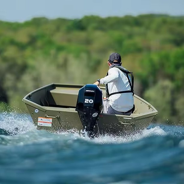 Kinocean Aluminum Boat Jon Boat Double Hull Boat Yacht with Outboard Engine