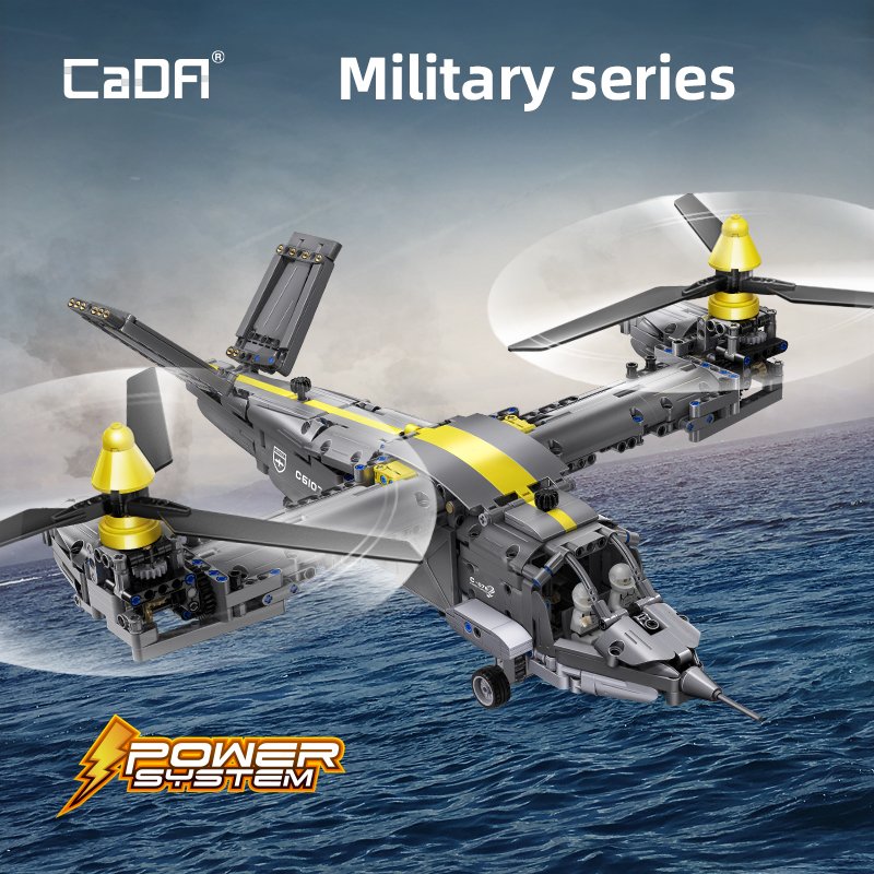 2024 New Cada C61076 Technical V-22 building block set remote control Osprey plane airforce figures bricks rc toys