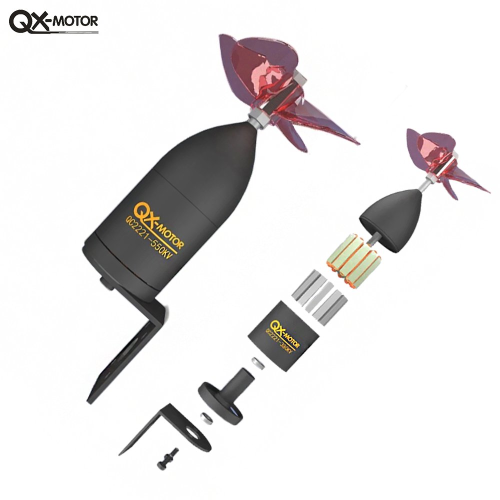 QX-MOTOR QC2221 Underwater thruster 380/550KV brushless motor waterproof ship model for trawler remote control ship