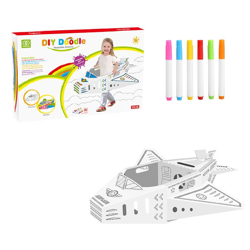 Wearable DIY Graffiti Airplane Model Toy Large Cardboard Painting Children's Early Education Educational Toy