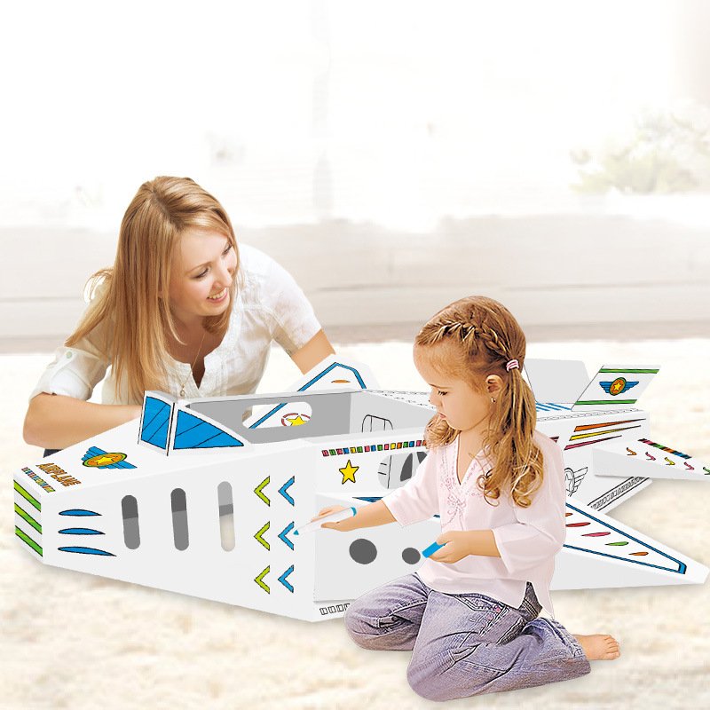 Wearable DIY Graffiti Airplane Model Toy Large Cardboard Painting Children's Early Education Educational Toy